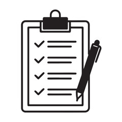 Checklist on Clipboard with Pen Task Management and Productivity Icon Illustration