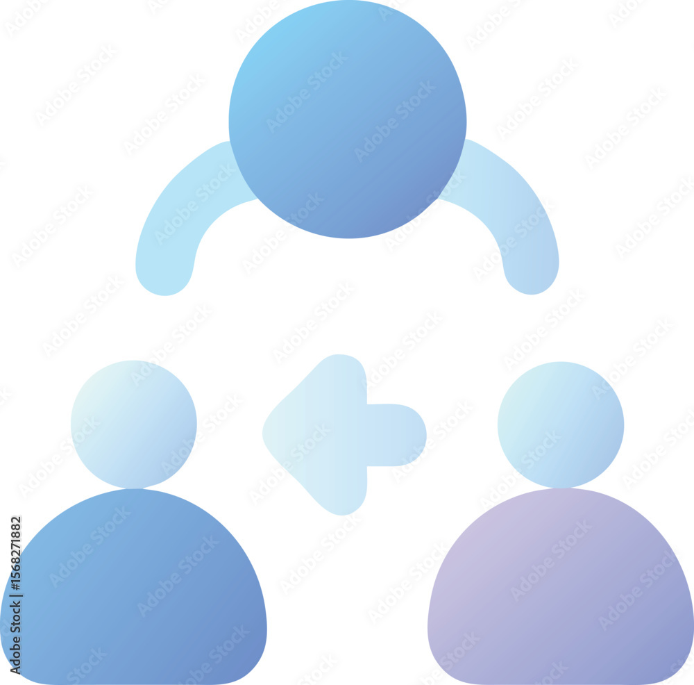 Poster vector art of three abstract figures showing a transfer of information or connection, isolated on tr