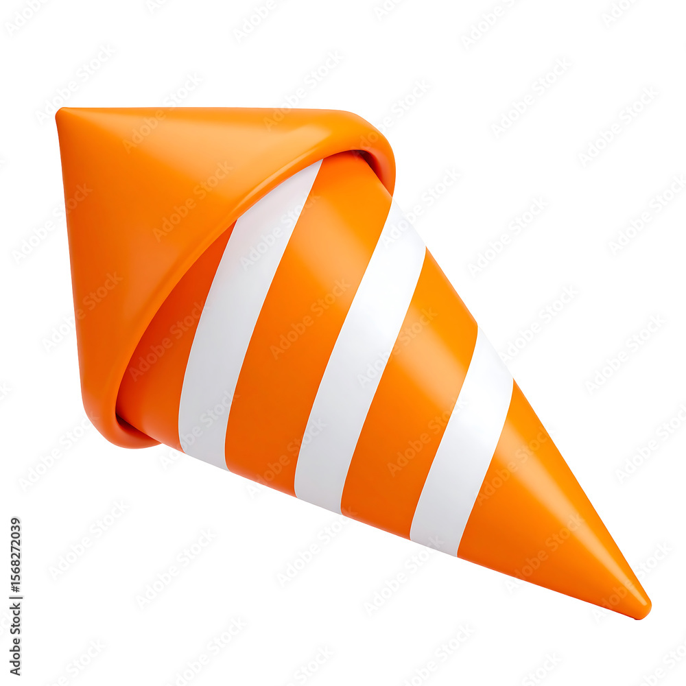 Poster orange firework shell icon with rounded tail and floating shape on transparent background