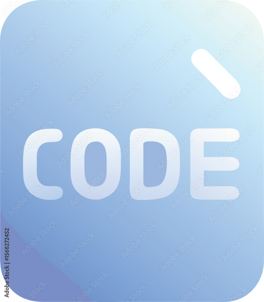 Poster vector art of the word code is displayed on a blue gradient square