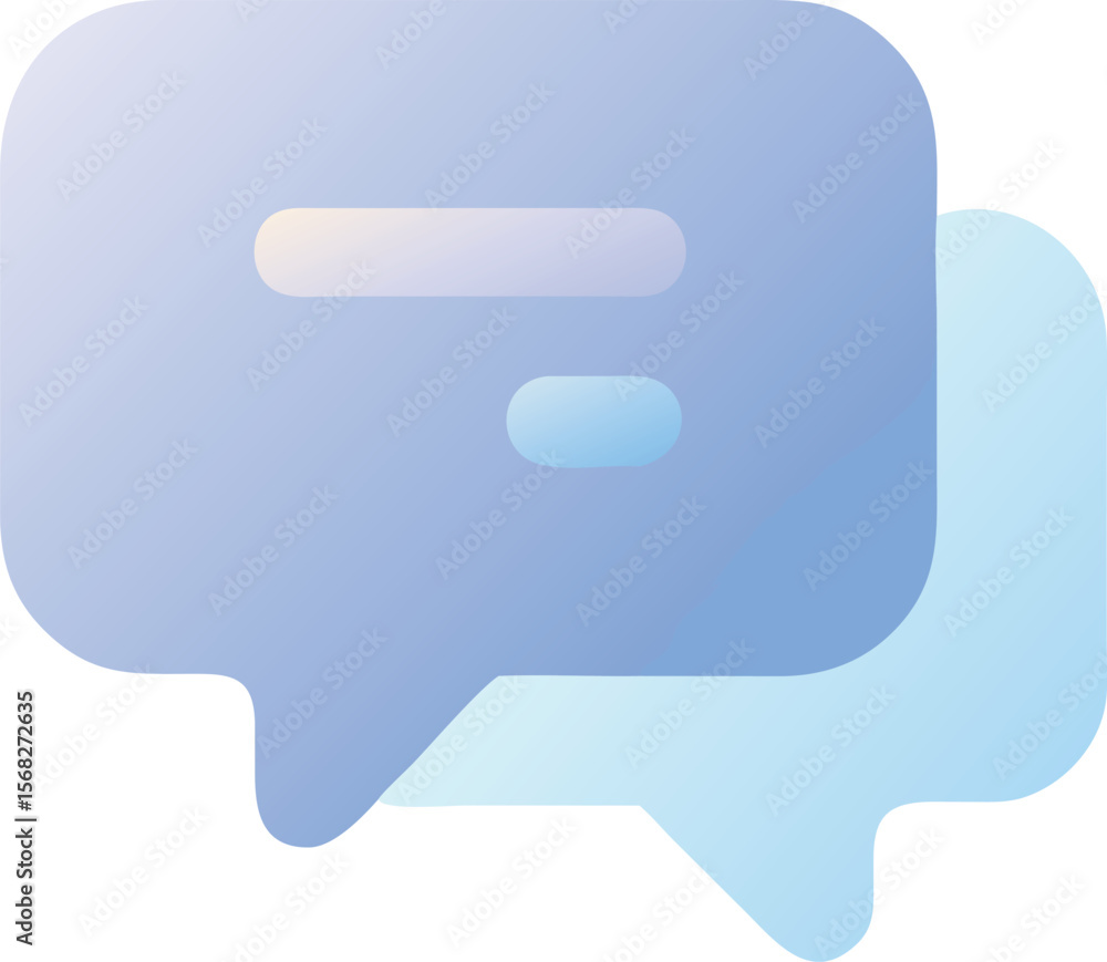 Poster vector art of two blue gradient chat bubbles overlapping each other