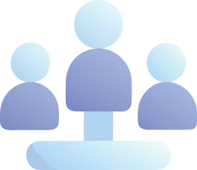 Vector art of a team of three stylized figures stands together on a blue base, isolated on a white background