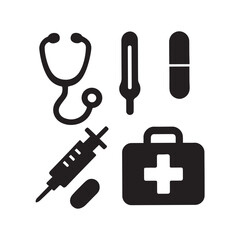Vaccine and Virus Silhouette Icon Set – Health Prevention Vector