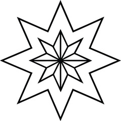 Obraz premium Geometric Eight-Pointed Star Line Art Design Element
