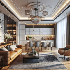 Stylish Luxury Designs for Open Living and Dining Rooms
