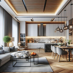 Stylish Luxury Designs for Open Living and Dining Rooms
