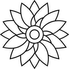 Elegant Floral Mandala Design Line Art Illustration