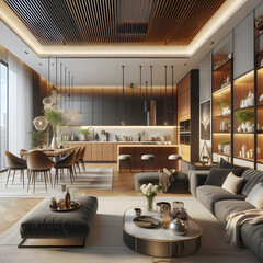 Stylish Luxury Designs for Open Living and Dining Rooms
