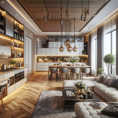 Stylish Luxury Designs for Open Living and Dining Rooms
