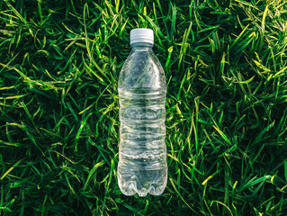 Bottled Water on Green Grass – Natural Hydration and Eco Lifestyle