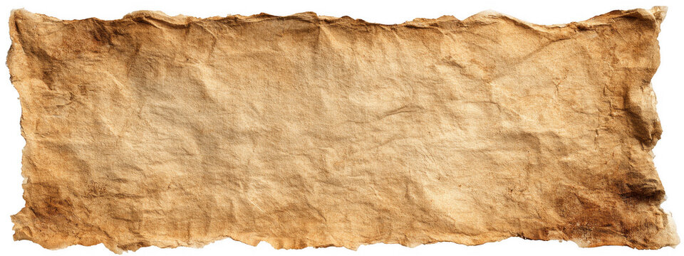 Old Brown Vintage Map Torn Paper on transparent Background