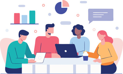 Diverse team collaboration meeting project discussion laptop