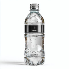 Clear Bottled Water with Label on White Background – Purity and Product Mockup