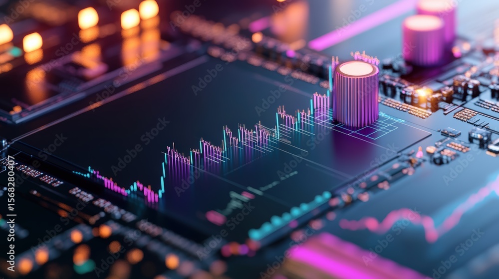 Aufkleber detailed close-up of a digital financial chart and graph display on a modern electronic trading scre