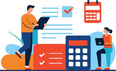 Business people working together on financial planning and tasks