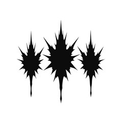 Three sharp pointed leaves abstract black silhouette vector illustration