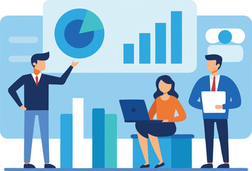 Business team analyzing data charts graphs presentation