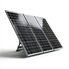 Three Solar Panels on Metal Stand Isolated