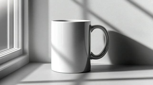 Blank white mug on windowsill