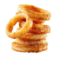 Stack of crispy fried onion rings appetizing fast food restaurant cuisine concept