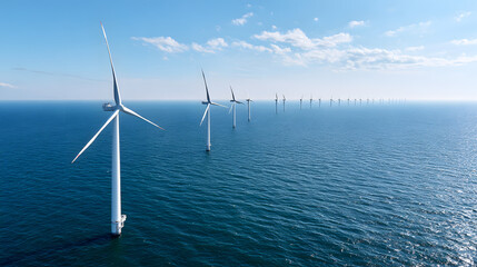 Upward View From Maintenance Platform Of Offshore Wind Turbine, Floating Base, Ladder, Ocean Surface, And Massive Blades, Showing Engineering Scale In Marine Settings.