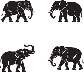 Elephant in Profile with Raised Trunk vector illustration © vector touch
