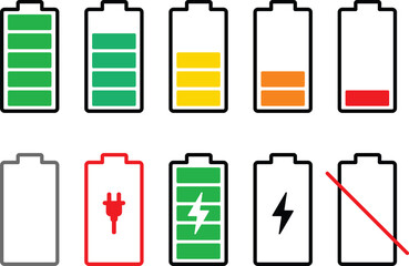Battery Level Indicators EPS Vector Icons for UI Design