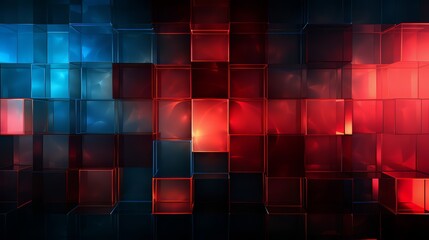 Colorful background with red and blue blocks. The blocks are arranged in a way that creates a sense of depth and dimension. The colors and shapes of the blocks create a dynamic