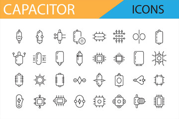 Set of Modern Capacitor Symbols for Digital Electronics Diagrams


