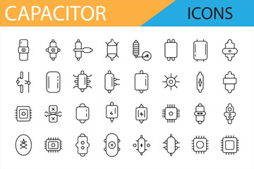 Capacitor Line Art Symbols for Electronics Projects and Schematic Design
