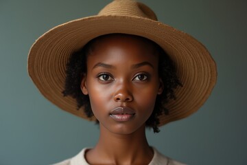 Portrait of a young black woman in a hat