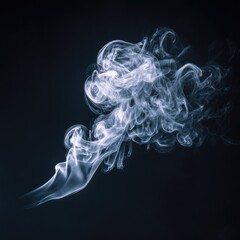 Fototapeta premium Abstract swirls of ethereal white smoke against a dark backdrop