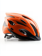 Orange Cycling Helmet Isolated on White Background