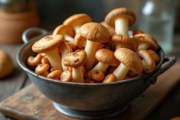 a colander of fresh morel mushrooms