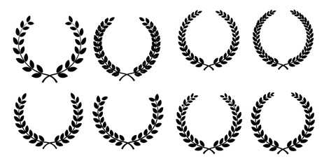 Black and white laurel wreaths vector set