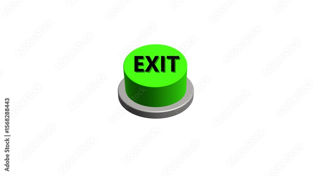 Fototapete pressing 3d exit round button animation on white and green background. round button with the word ex