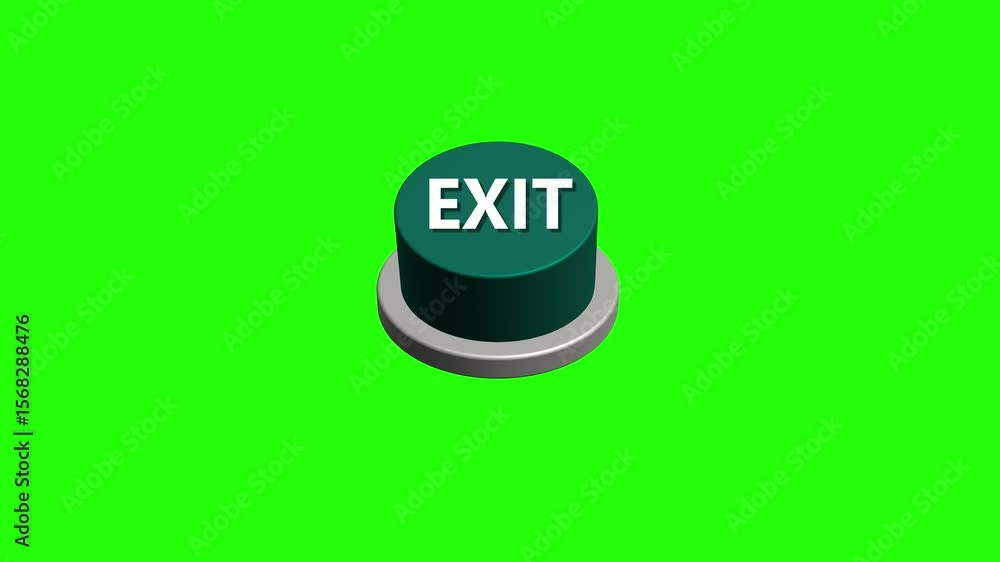 Fototapete pressing 3d exit round button animation on white and green background. round button with the word ex