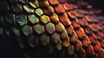 Vibrant Scaly Texture: A Macro View of Iridescent Reptilian Elegance