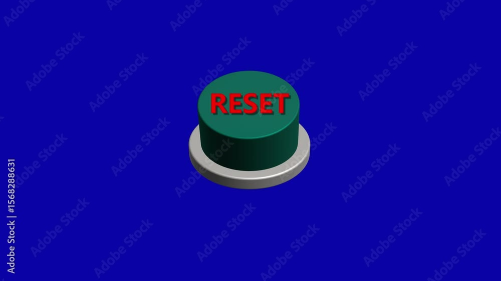 Fototapete pressing 3d reset round button animation white and green background. round button with the word rese