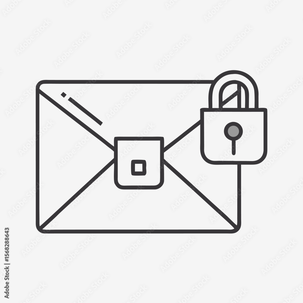 Poster secure envelope icon with padlock symbolizing confidentiality and data protection in digital communi