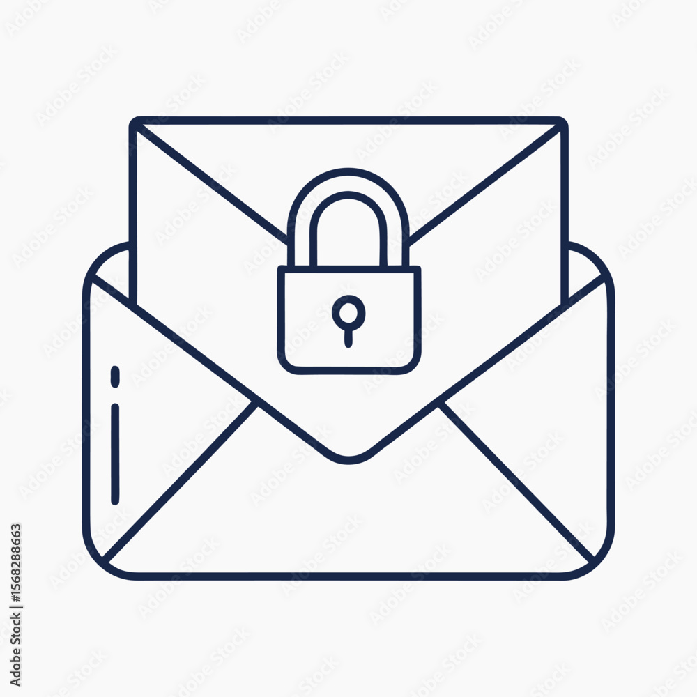 Poster secure envelope with padlock icon illustrating confidential communication and data protection in dig