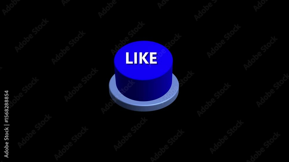 Poster pressing 3d like round button animation on white and green background. round button with the word li