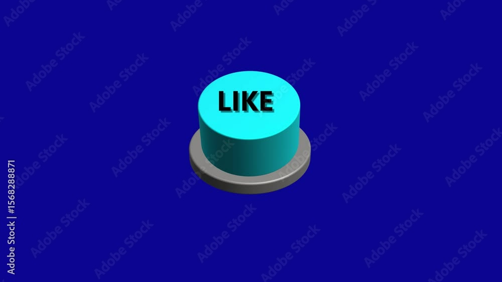 Poster pressing 3d like round button animation on white and green background. round button with the word li