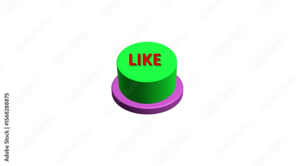 Fototapete pressing 3d like round button animation on white and green background. round button with the word li