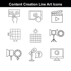 Line Art Icons Content and Social Media Tool