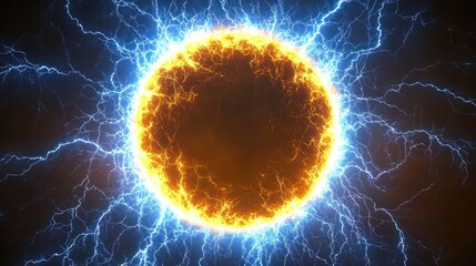 Electric sphere Glowing energy field with lightning