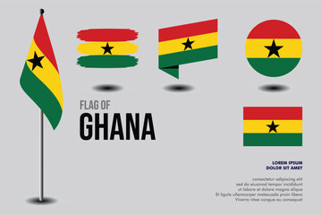 Set of Ghana flag in 5 designs