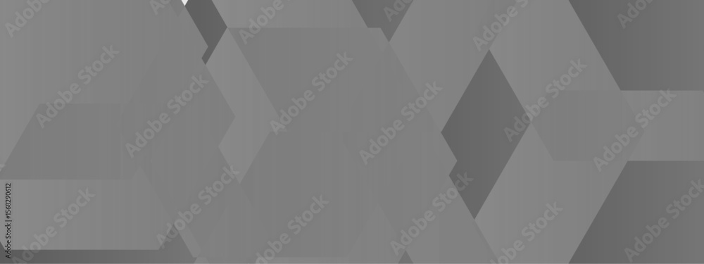 Poster abstract seamless background with overlapping translucent white hexagons on a light gray to white gr