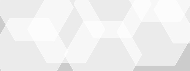 Abstract seamless background with overlapping translucent white hexagons on a light gray to white gradient backdrop. Clean, minimal, and geometric Ideal for use in tech, corporate, or medical design