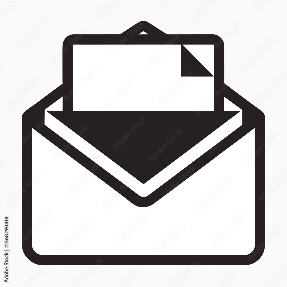 Poster open envelope with paper inserted icon symbolizing communication mail delivery and correspondence in